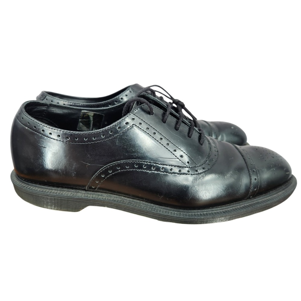 Dr Martens Oxford Shoes Mens 9 M‎ Morris Black Leather Brogue Cap Toe Dress Shoe